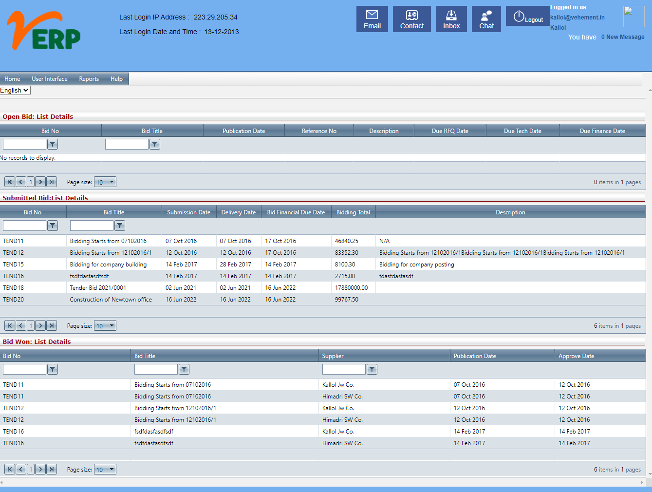 Suppliers Portal in eTender Software