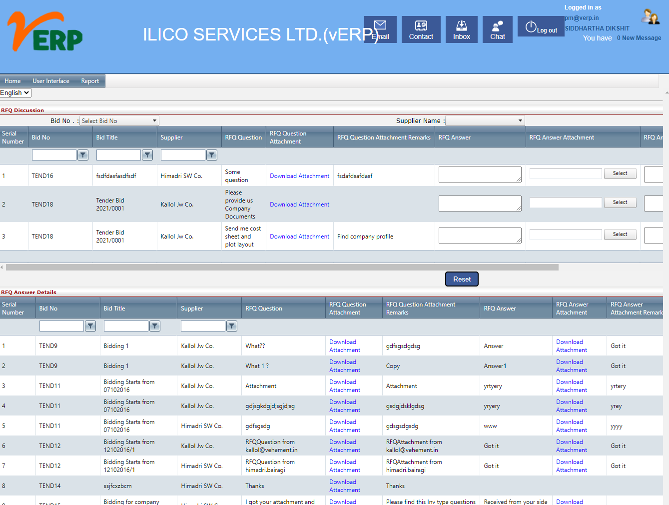 RFQ Answers in eProcurement Module